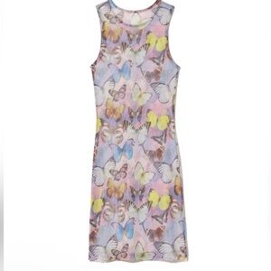 Inamorata sheer mesh beach coverup sol dress butterfly print M